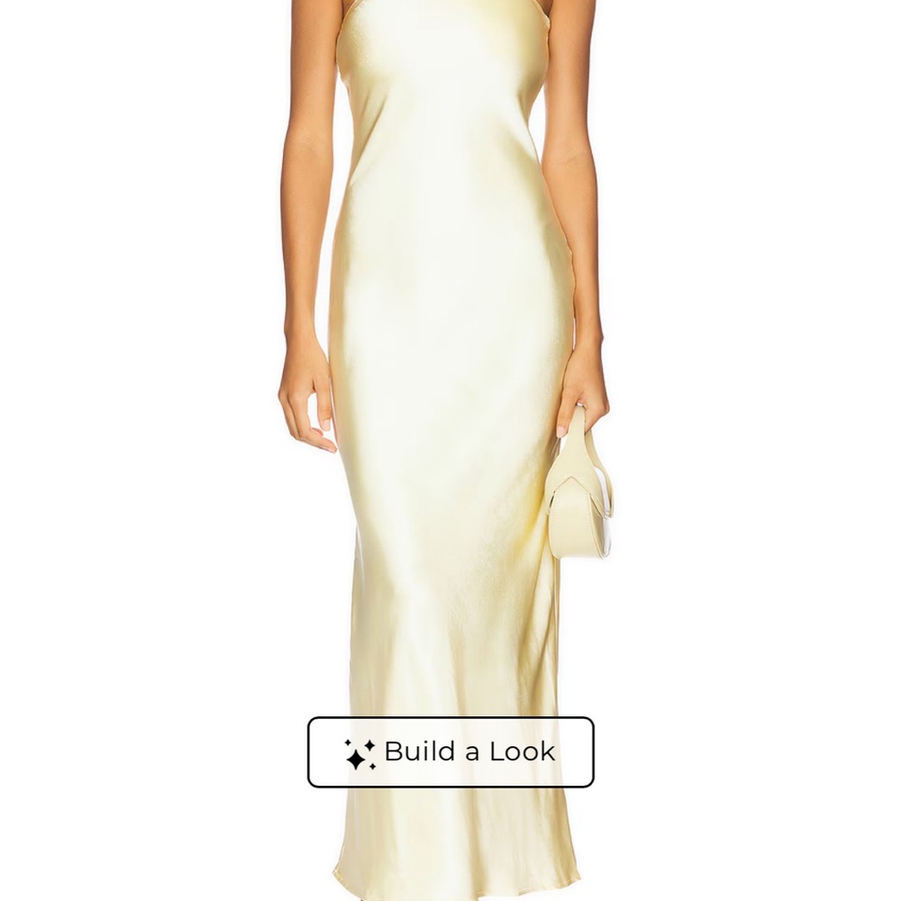SNDY maxi Dress in Pale Yellow with scarf.